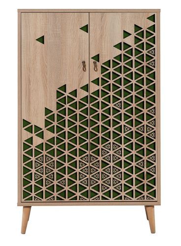 Buffet haut 2 portes en bois clair Kiza 121 - Photo n°3; ?>