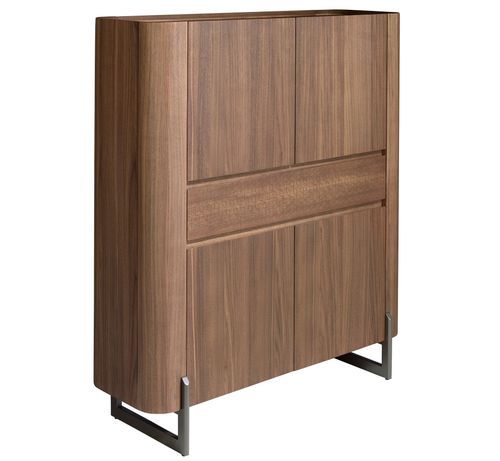 Buffet haut 4 portes Bokane 115 cm - Noyer et acier chromé - Photo n°3; ?>