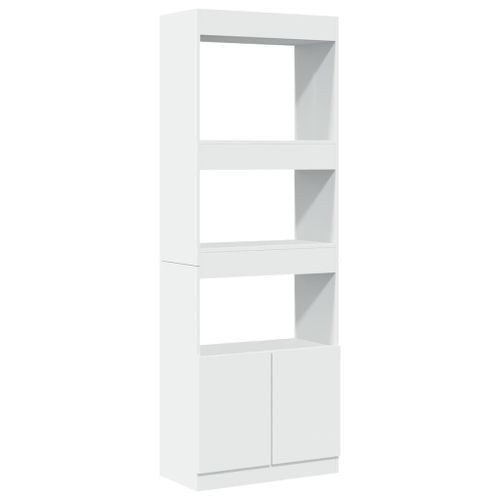 Buffet haut 63x33x180 cm blanc bois d'ingénierie - Photo n°2; ?>