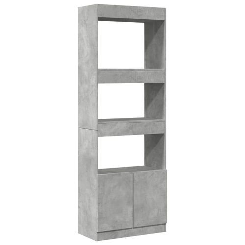 Buffet haut 63x33x180 cm gris béton bois d'ingénierie - Photo n°2; ?>