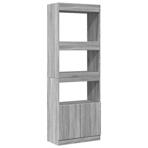 Buffet haut 63x33x180 cm sonoma gris bois d'ingénierie - Photo n°2; ?>