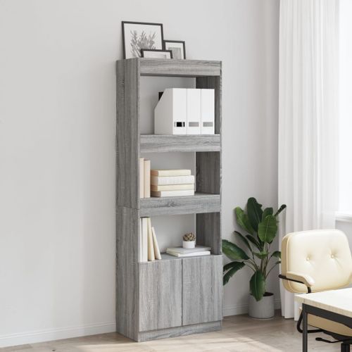 Buffet haut 63x33x180 cm sonoma gris bois d'ingénierie - Photo n°3; ?>