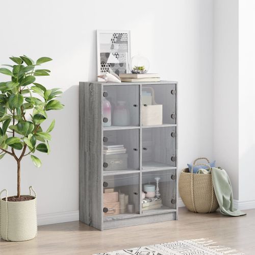 Buffet haut avec portes gris sonoma 68x37x109cm bois ingénierie - Photo n°3; ?>