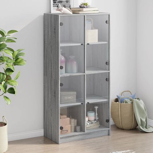 Buffet haut avec portes gris sonoma 68x37x142cm bois ingénierie - Photo n°2; ?>