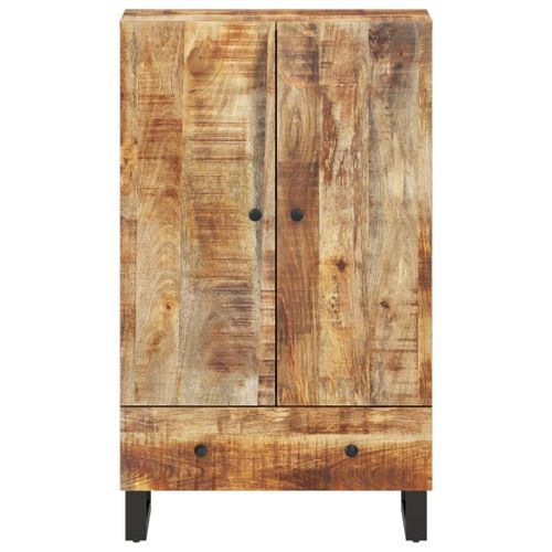 Buffet haut avec tiroir 60x33x100cm bois massif manguier et fer - Photo n°3; ?>