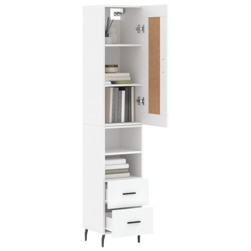 Buffet haut Blanc 34,5x34x180 cm Bois d'ingénierie - Photo n°3; ?>