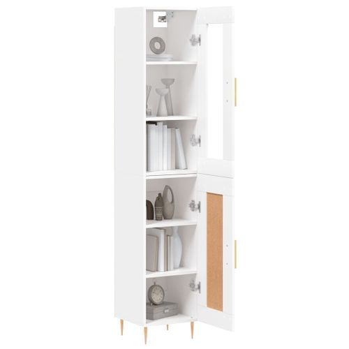 Buffet haut Blanc 34,5x34x180 cm Bois d'ingénierie - Photo n°3; ?>