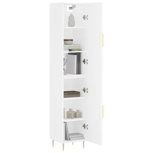 Buffet haut Blanc 34,5x34x180 cm Bois d'ingénierie - Photo n°3; ?>