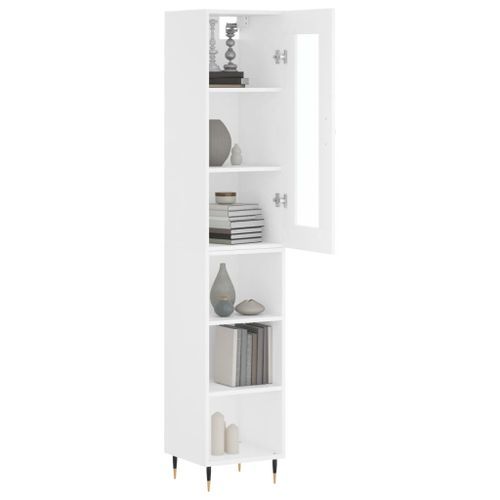 Buffet haut Blanc 34,5x34x180 cm Bois d'ingénierie - Photo n°3; ?>