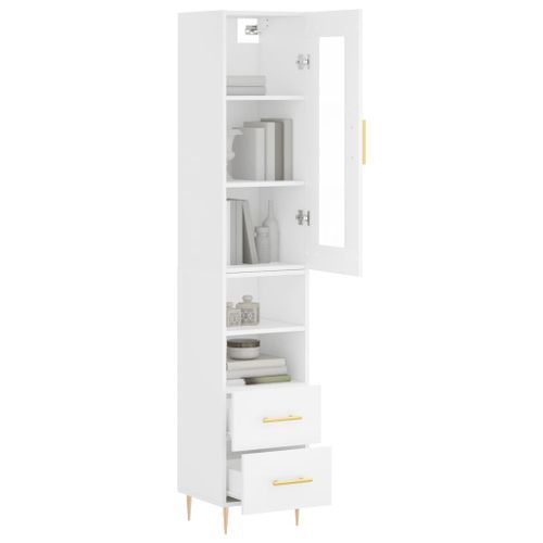 Buffet haut Blanc 34,5x34x180 cm Bois d'ingénierie - Photo n°3; ?>