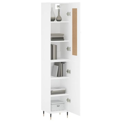 Buffet haut Blanc 34,5x34x180 cm Bois d'ingénierie - Photo n°3; ?>