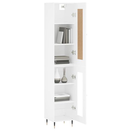 Buffet haut Blanc 34,5x34x180 cm Bois d'ingénierie - Photo n°3; ?>