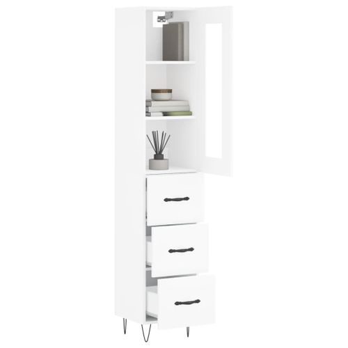 Buffet haut Blanc 34,5x34x180 cm Bois d'ingénierie - Photo n°3; ?>