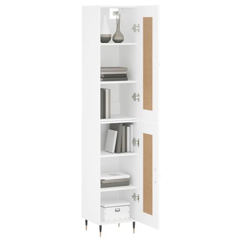 Buffet haut Blanc 34,5x34x180 cm Bois d'ingénierie - Photo n°3; ?>