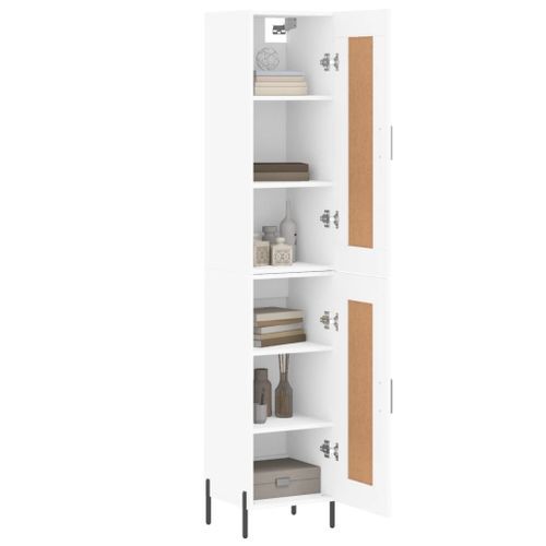 Buffet haut Blanc 34,5x34x180 cm Bois d'ingénierie - Photo n°3; ?>