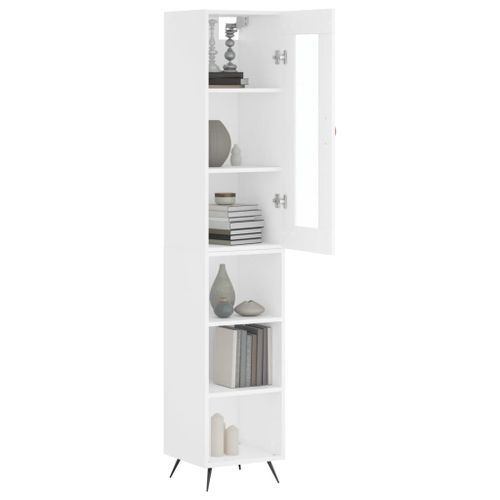 Buffet haut Blanc 34,5x34x180 cm Bois d'ingénierie - Photo n°3; ?>