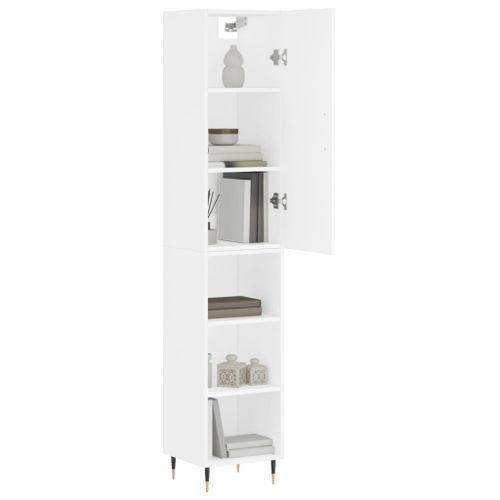 Buffet haut Blanc 34,5x34x180 cm Bois d'ingénierie - Photo n°3; ?>