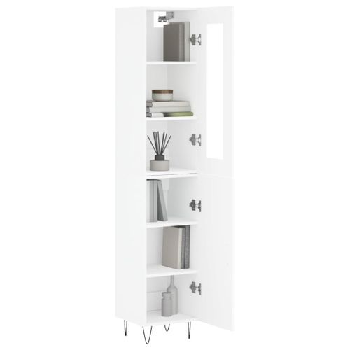 Buffet haut Blanc 34,5x34x180 cm Bois d'ingénierie - Photo n°3; ?>