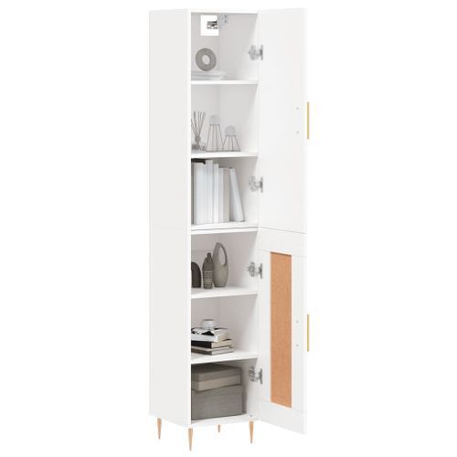 Buffet haut Blanc 34,5x34x180 cm Bois d'ingénierie - Photo n°3; ?>