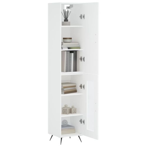 Buffet haut Blanc 34,5x34x180 cm Bois d'ingénierie - Photo n°3; ?>