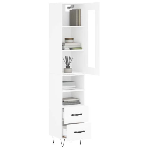 Buffet haut Blanc 34,5x34x180 cm Bois d'ingénierie - Photo n°3; ?>