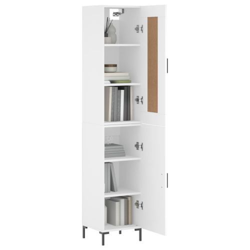 Buffet haut Blanc 34,5x34x180 cm Bois d'ingénierie - Photo n°3; ?>