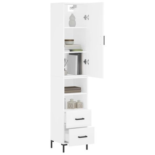 Buffet haut Blanc 34,5x34x180 cm Bois d'ingénierie - Photo n°3; ?>