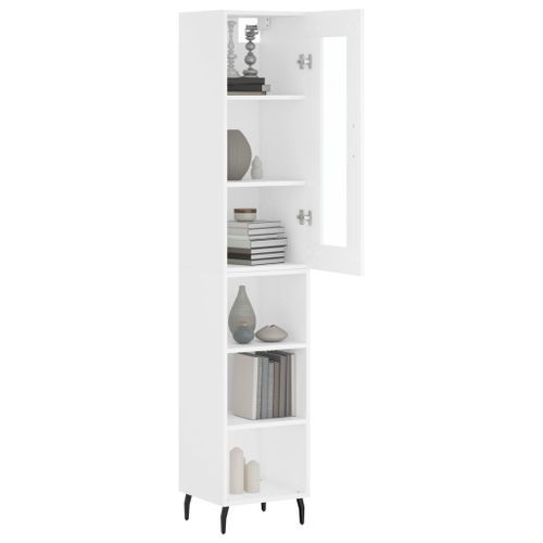 Buffet haut Blanc 34,5x34x180 cm Bois d'ingénierie - Photo n°3; ?>