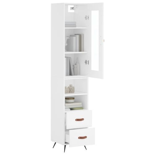 Buffet haut Blanc 34,5x34x180 cm Bois d'ingénierie - Photo n°3; ?>