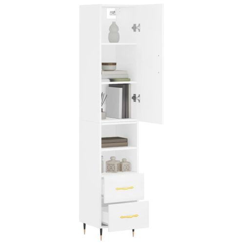 Buffet haut Blanc 34,5x34x180 cm Bois d'ingénierie - Photo n°3; ?>