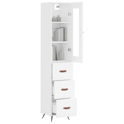 Buffet haut Blanc 34,5x34x180 cm Bois d'ingénierie - Photo n°3; ?>