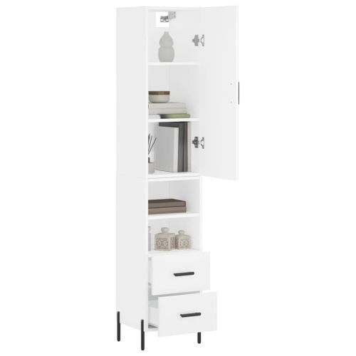 Buffet haut Blanc 34,5x34x180 cm Bois d'ingénierie - Photo n°3; ?>