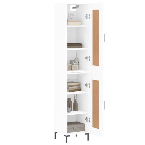 Buffet haut Blanc 34,5x34x180 cm Bois d'ingénierie - Photo n°3; ?>