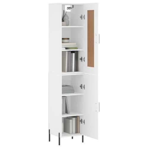 Buffet haut Blanc 34,5x34x180 cm Bois d'ingénierie - Photo n°3; ?>