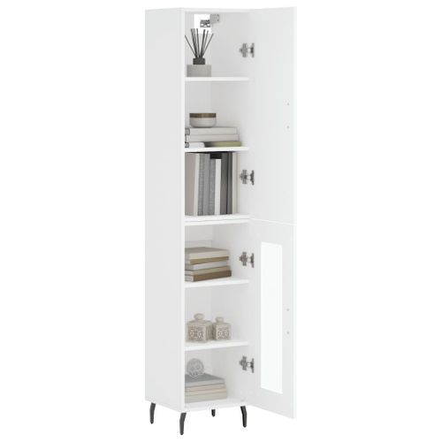 Buffet haut Blanc 34,5x34x180 cm Bois d'ingénierie - Photo n°3; ?>