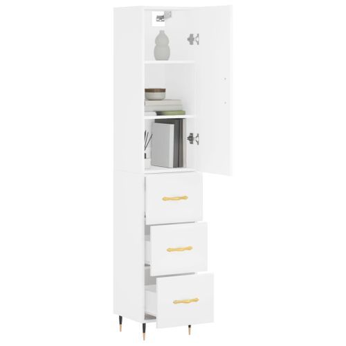 Buffet haut Blanc 34,5x34x180 cm Bois d'ingénierie - Photo n°3; ?>