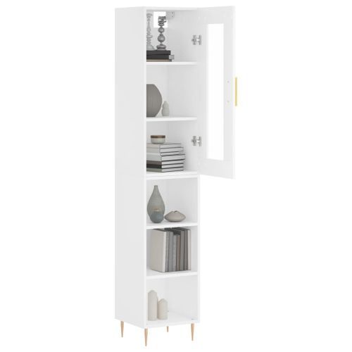 Buffet haut Blanc 34,5x34x180 cm Bois d'ingénierie - Photo n°3; ?>