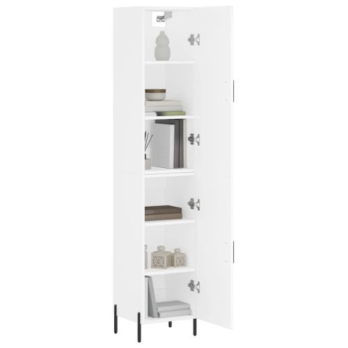 Buffet haut Blanc 34,5x34x180 cm Bois d'ingénierie - Photo n°3; ?>