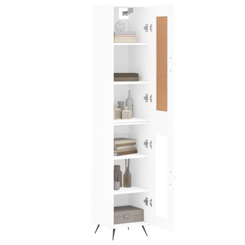 Buffet haut Blanc 34,5x34x180 cm Bois d'ingénierie - Photo n°3; ?>