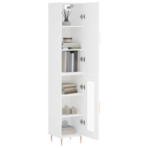 Buffet haut Blanc 34,5x34x180 cm Bois d'ingénierie - Photo n°3; ?>