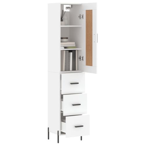 Buffet haut Blanc 34,5x34x180 cm Bois d'ingénierie - Photo n°3; ?>