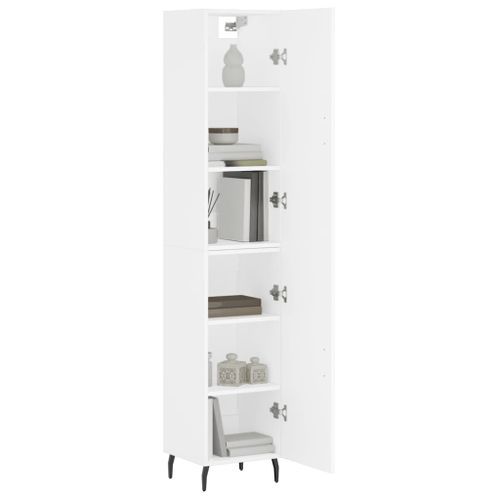 Buffet haut Blanc 34,5x34x180 cm Bois d'ingénierie - Photo n°3; ?>