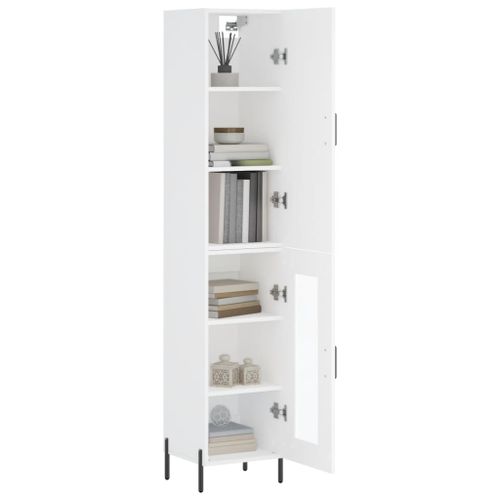 Buffet haut Blanc 34,5x34x180 cm Bois d'ingénierie - Photo n°3; ?>