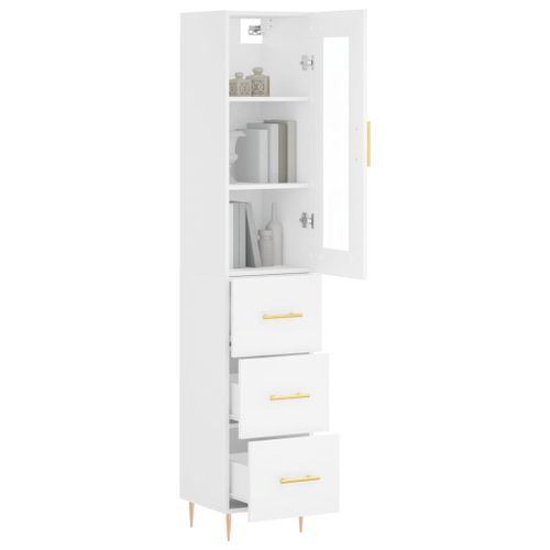 Buffet haut Blanc 34,5x34x180 cm Bois d'ingénierie - Photo n°3; ?>