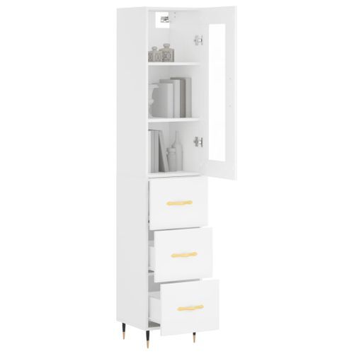 Buffet haut Blanc 34,5x34x180 cm Bois d'ingénierie - Photo n°3; ?>