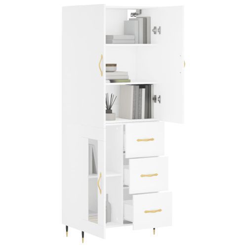 Buffet haut Blanc 69,5x34x180 cm Bois d'ingénierie - Photo n°3; ?>