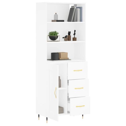 Buffet haut Blanc 69,5x34x180 cm Bois d'ingénierie - Photo n°3; ?>