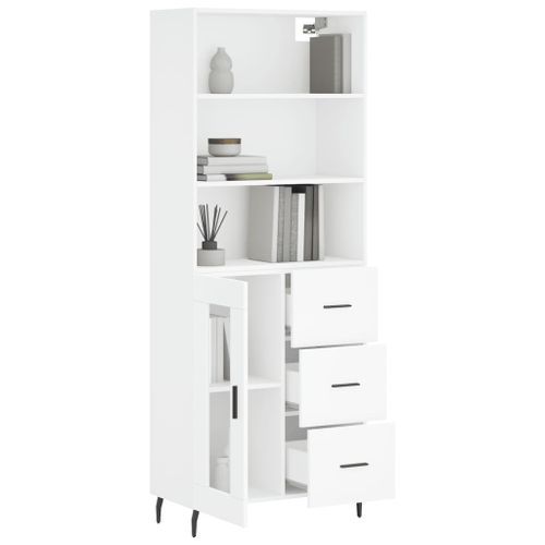 Buffet haut Blanc 69,5x34x180 cm Bois d'ingénierie - Photo n°3; ?>