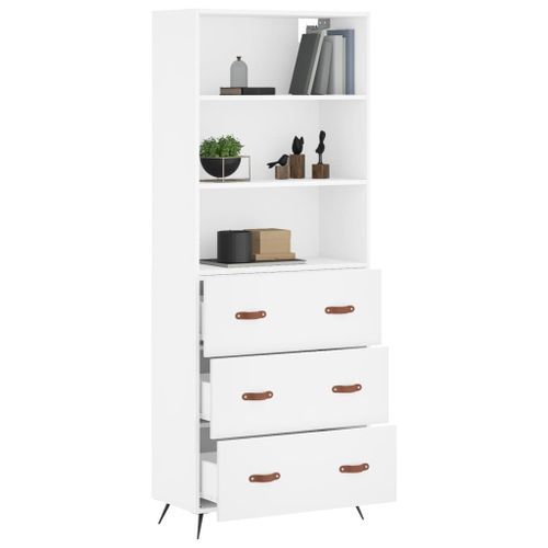 Buffet haut Blanc 69,5x34x180 cm Bois d'ingénierie - Photo n°3; ?>