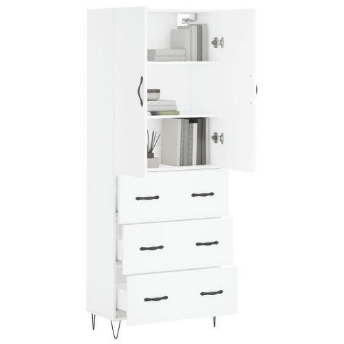 Buffet haut Blanc 69,5x34x180 cm Bois d'ingénierie - Photo n°3; ?>